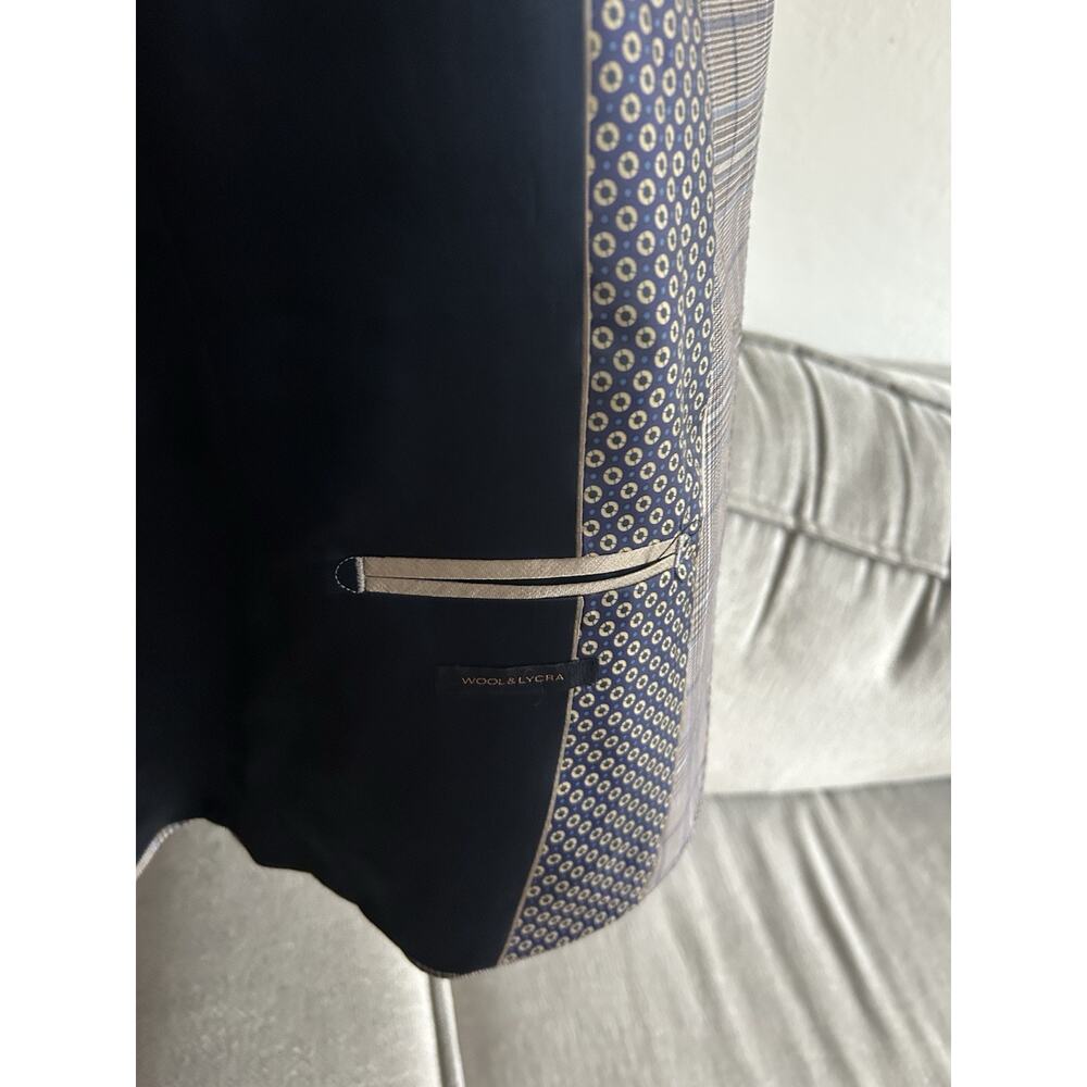 REDA Italy Mens 40 Blazer Sport Coat Brown Blue Plaid Wool Preppy - Picture 10 of 16